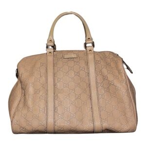 Gucci Guccissima Joy Embossed Leather Boston Bag Beige